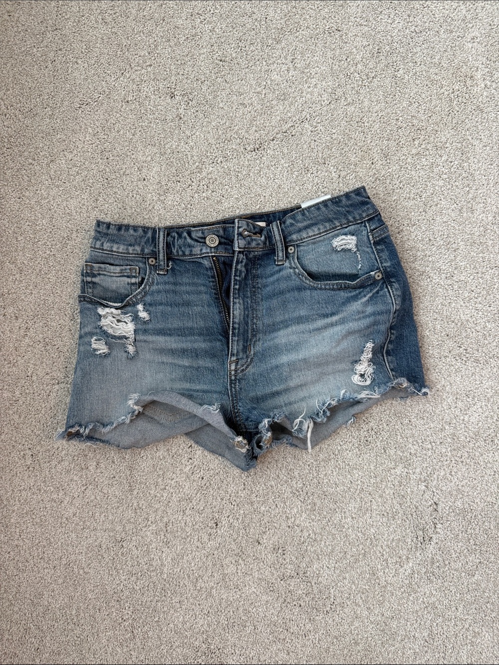 eunina Distressed Blue Denim Cutoff Shorts